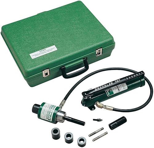 Miniatura 4 de Greenlee 7306SB Kit de punzón hidráulico de 11 toneladas con bomba de mano, carnero, punzones de 12" a 2" Slug-Buster, troqueles y pernos