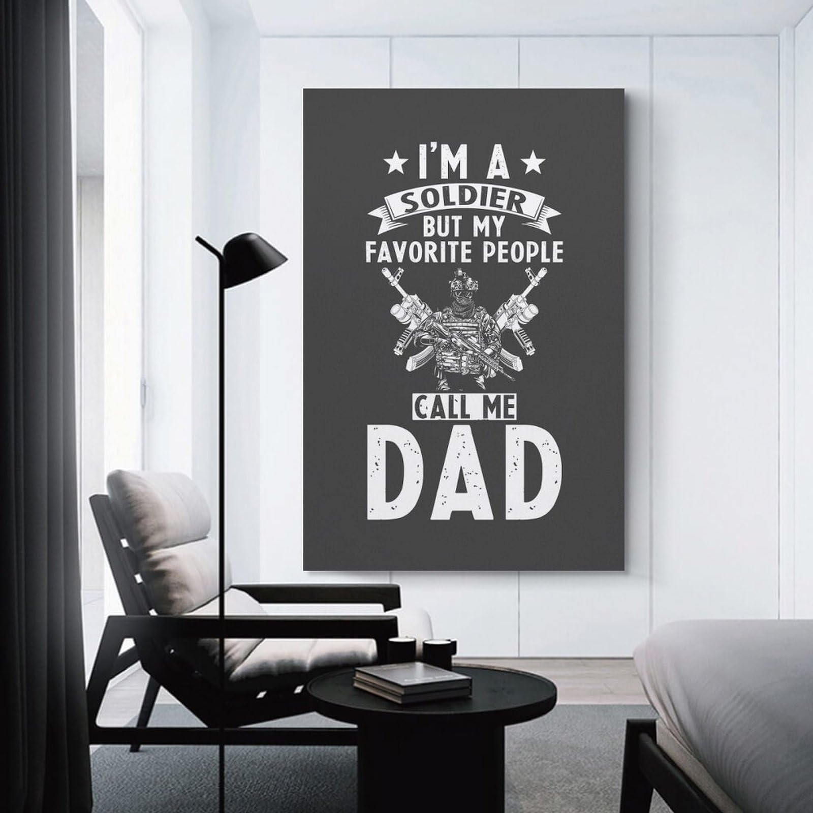 Junmoney Soldier Dad Wall Art Print, 20x30inch(50x75cm), for Entrance Spaces, Stair Walls Or Halls, Home Artwork for First Impressions