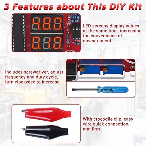 Miniatura 6 de MiOYOOW Kit de práctica de soldadura, generador de señal ajustable PWM, probador de corriente de voltaje, kit de proyecto electrónico, pantalla LED,