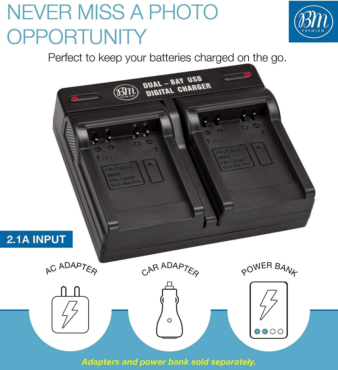 BM 2 Pack NB-6L, NB-6LH Batteries and Dual Battery Charger for Canon PowerShot S120, SX170, SX260, SX280, SX500, SX510, SX520, SX530, SX540, SX600, SX610, SX700, SX710, ELPH 500, D10, D20, D30 Camera