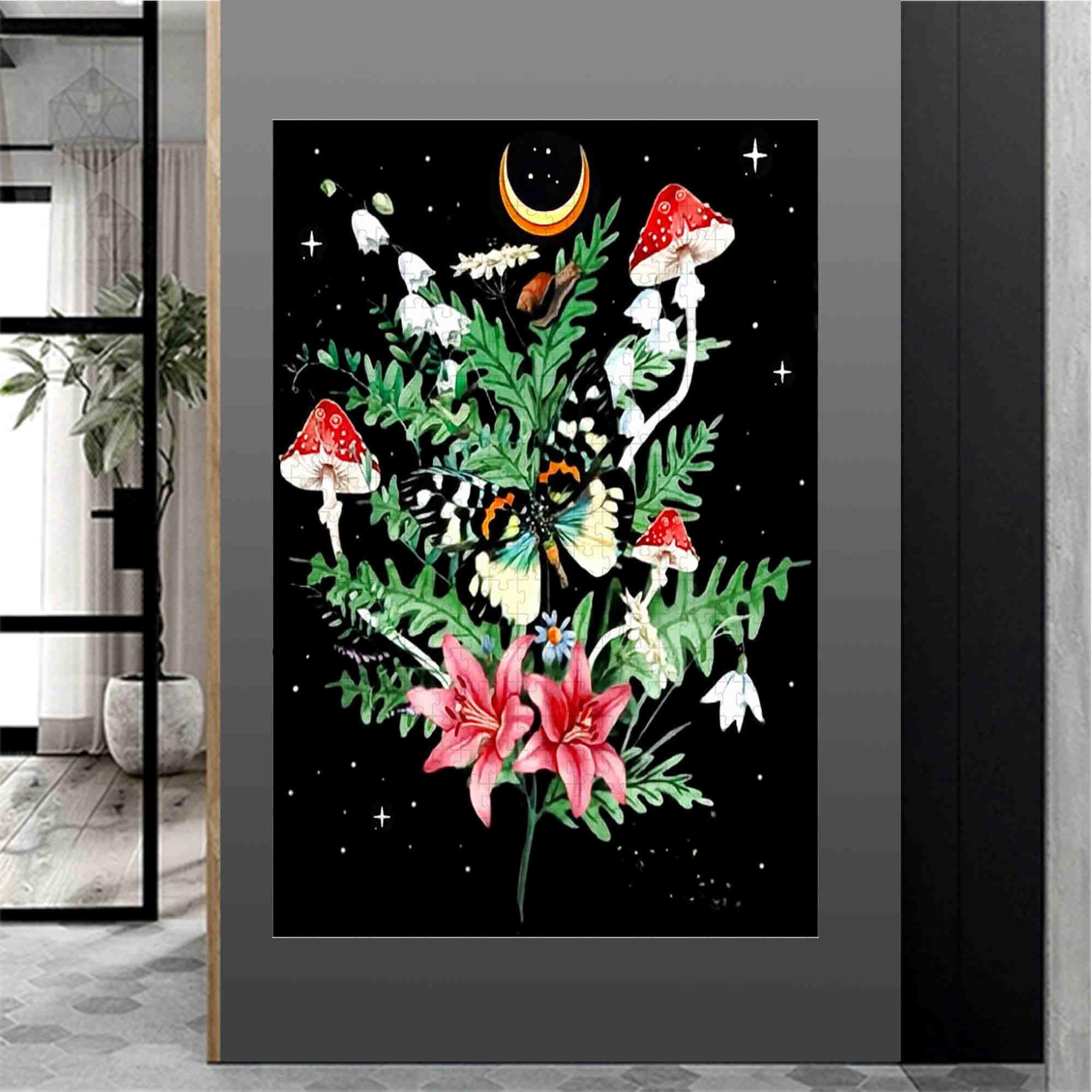Moon Mushroom Butterfly Flower - Rompecabezas de Madera de 5000 Piezas - Juguetes educativos de Aprendizaje para niños y niñas