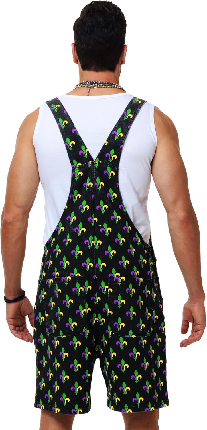 AOBUTE Unisex St Patricks Day Denim Bibs Overalls Men Shamrock Printed Shorts Rompers Jumpsuit