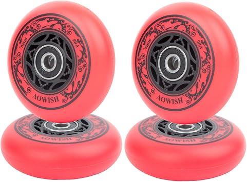 Aggressive Outdoor Inline Skate Wheels, 90A, 4-Pack | SHR Roller Hockey Wheels with ABEC-9 Bearings and Floating Spacers Compatible with Roller Blades, Scooters, RipStiks, etc