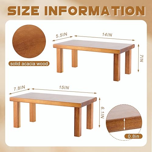 Miniatura 2 de 2 Pcs Extra Large 15 Inches Acacia Wooden Riser Wooden Countertop Organizer Display Shelf for Top of Desk Home Office Bathroom Coffee Table Display
