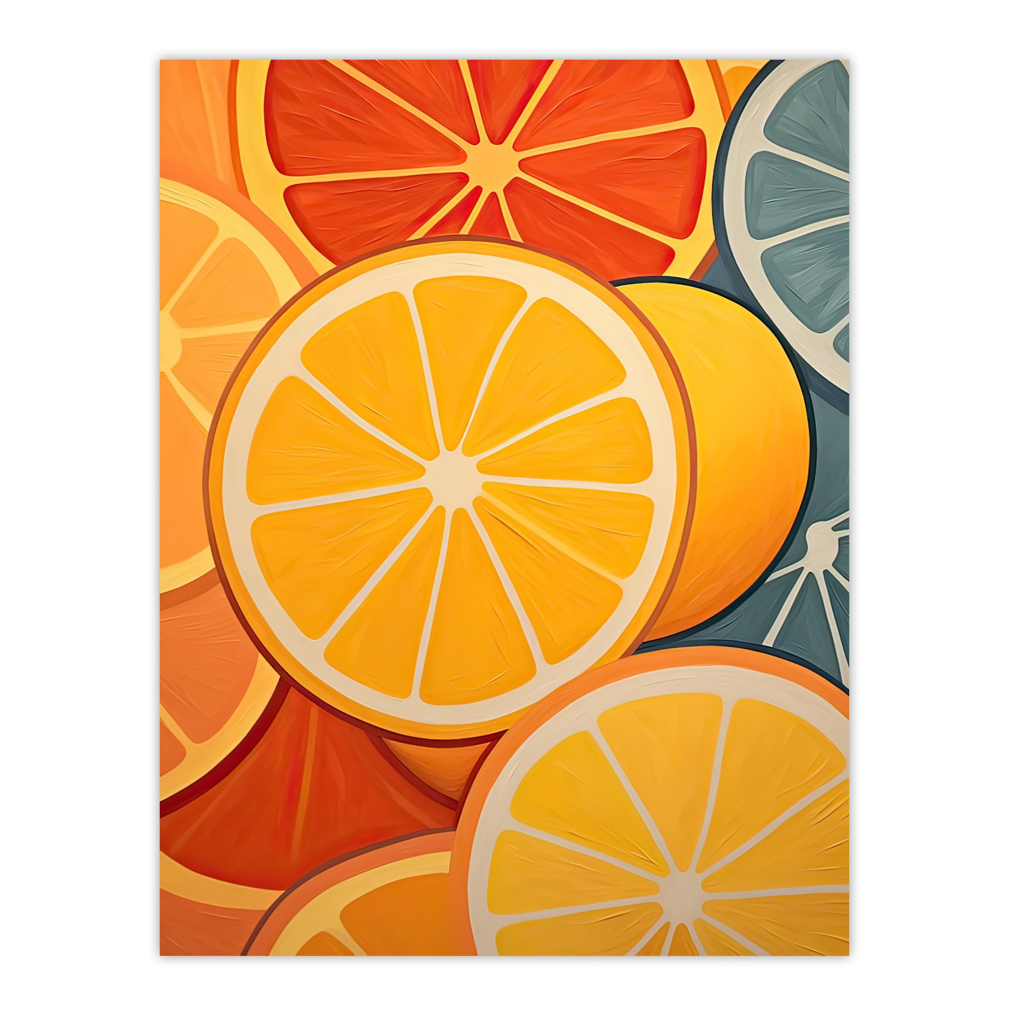 Artery8 Abstract Fruit Slices Kitchen Artwork Poster Yellow W12" x H16"