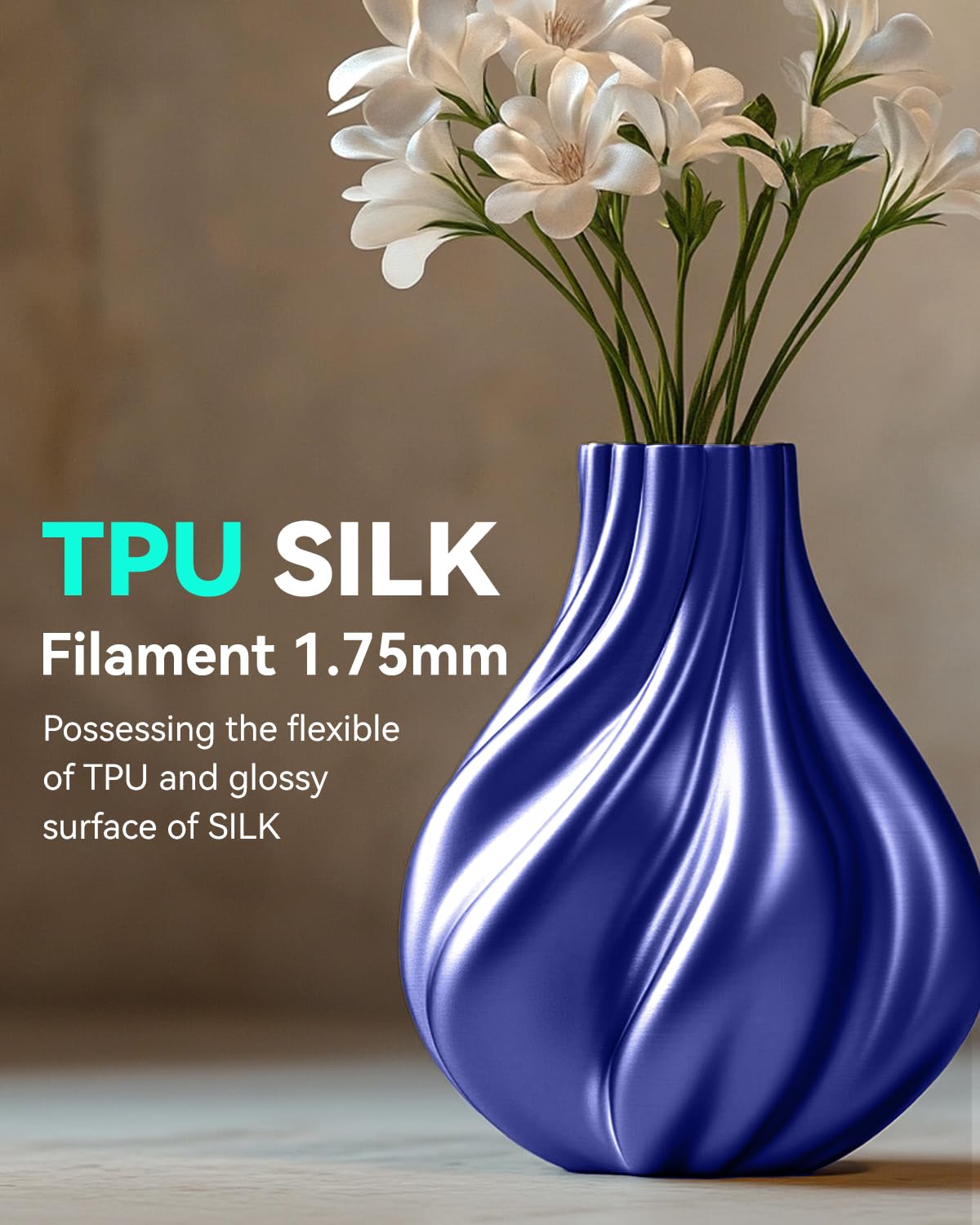 SUNLU Filament TPU-Silk Pour Imprimante 3D, Filament TPU 98A De 1,75 Mm, Surface En Soie Brillante, Précision Dimensionnelle +/- 0,03 Mm, 1 Kg