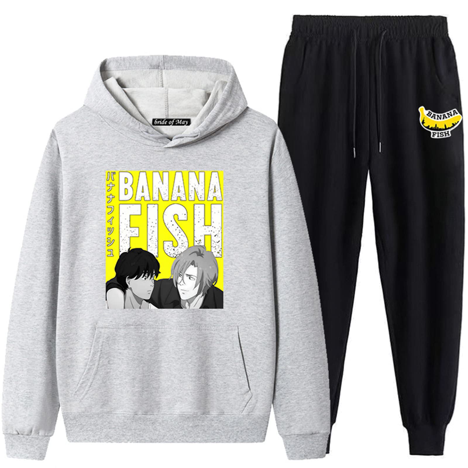 Banana Fish Conjunto de Pantalones con Capucha Banana Fish Disfraz de Cosplay Harajuku Conjunto de Sudadera con Capucha Estampada para Mujeres y Hombres