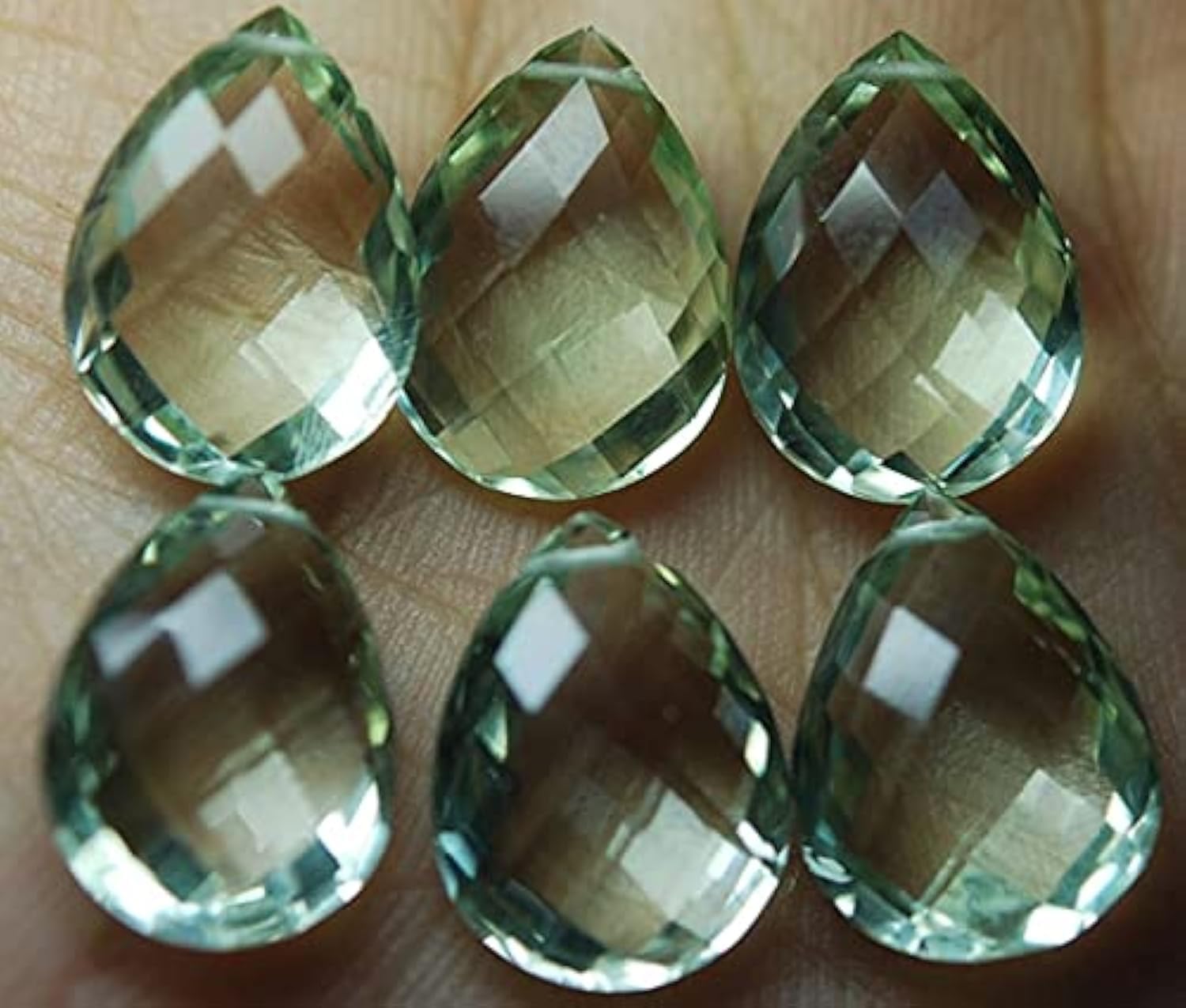 Améthyste verte briolette poire facettée 10x14mm pierre naturelle