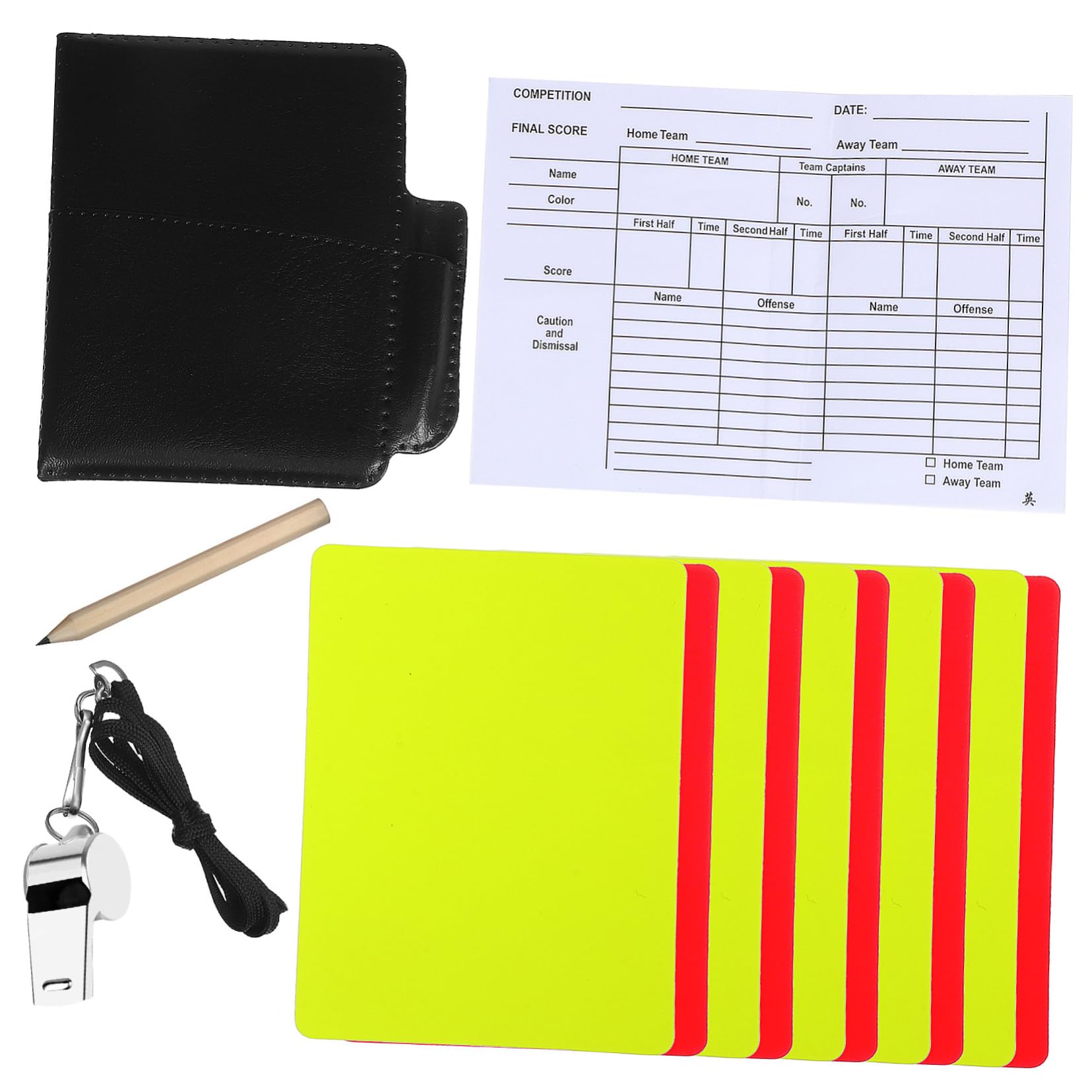 NAMOARLY Sports Referee Kit Red Yellow Cards Whistle Score Sheet Wallet Pencil Game Management Tools