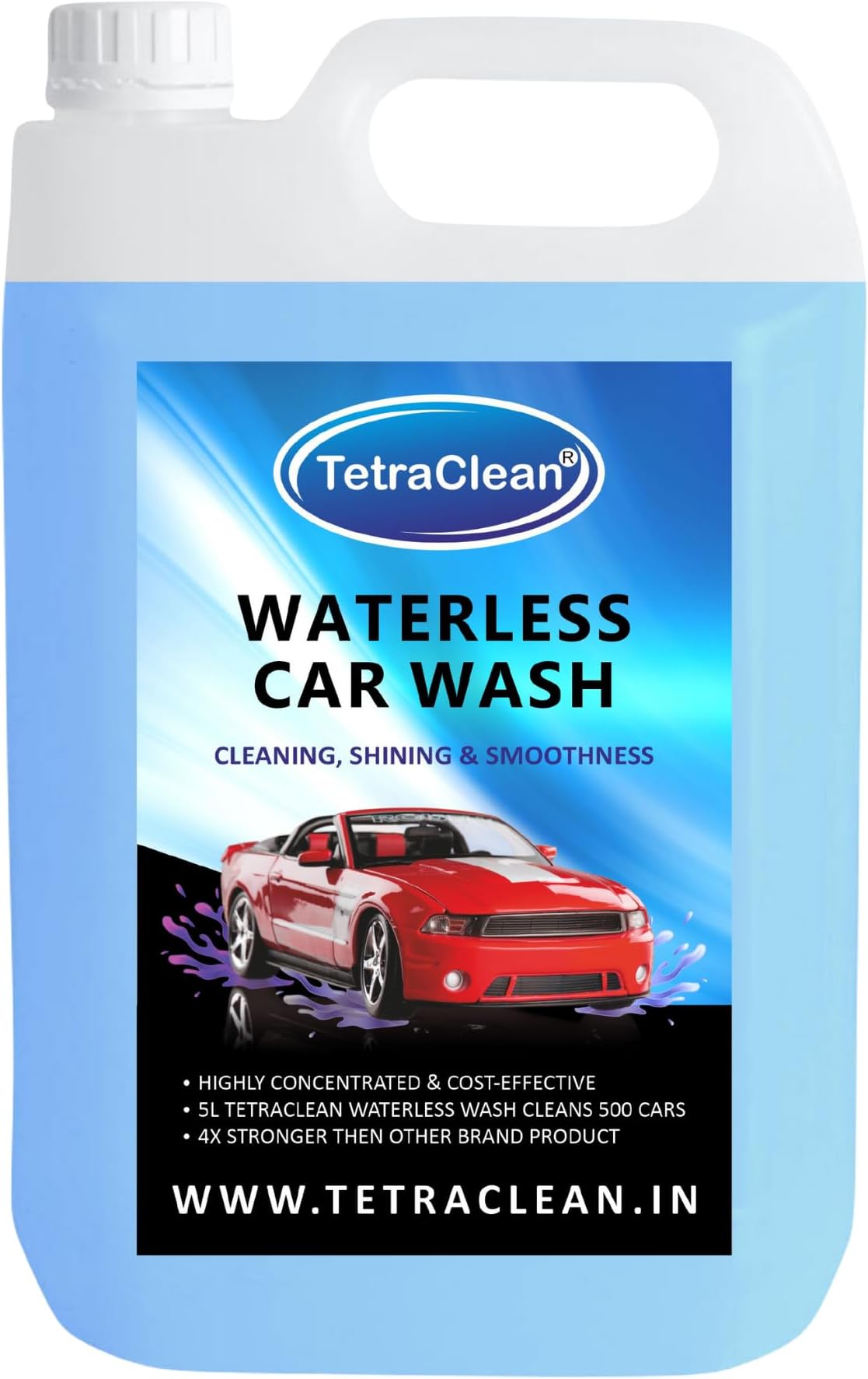 Tetraclean Waterless Dry Car Wash Concentrate Car Washing Liquid For Cleaning, Shining and Smoothness of Vehicles (5000ml)