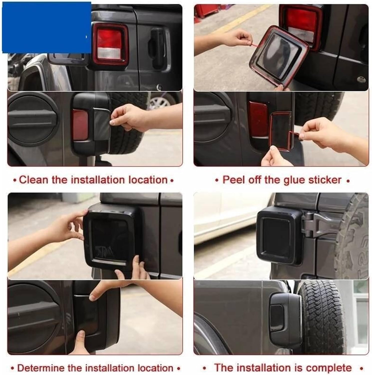 Compatible For Jeep Wrangler JL 2018 Up Car Exterior Rear Taillight Tail Light Lamp Decoration Cover Smoked Black