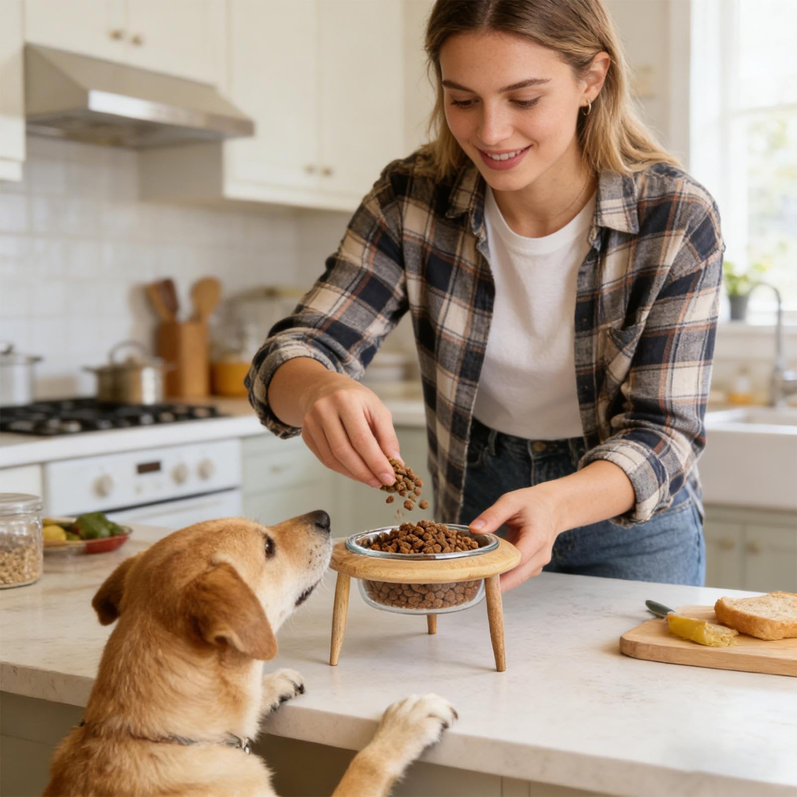 per il Cibo per Gatti in Posizione Elevata Con Supporto Anti Rigurgito Per | Rialzata Con Altezza Regolabile Per Gatti Per Cucina Camera da Soggiorno Appartamento Area da Pranzo