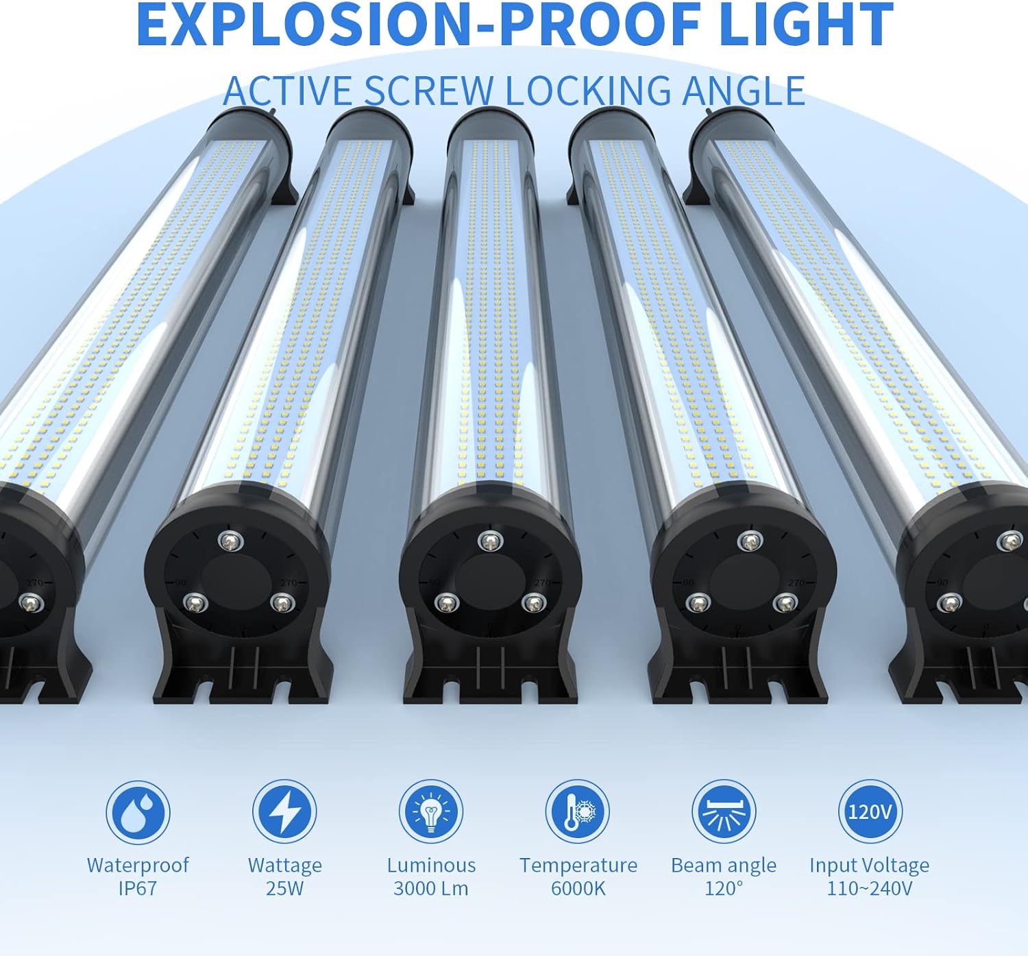25W IP66 Explosion Proof Lights Led Machine Light Work Tube Light Industrial Lighting for CNC Machine 110V to 220V