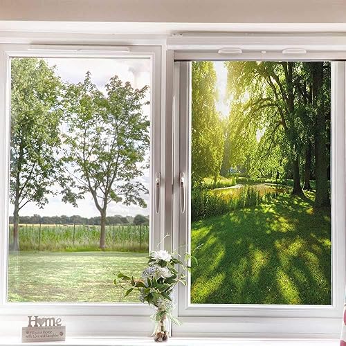 Miniatura 4 de Película 3D para ventana de bosque, privacidad estática, protección UV para puertas de vidrio y oficina en casa (luz natural de 24 x 36 pulgadas),