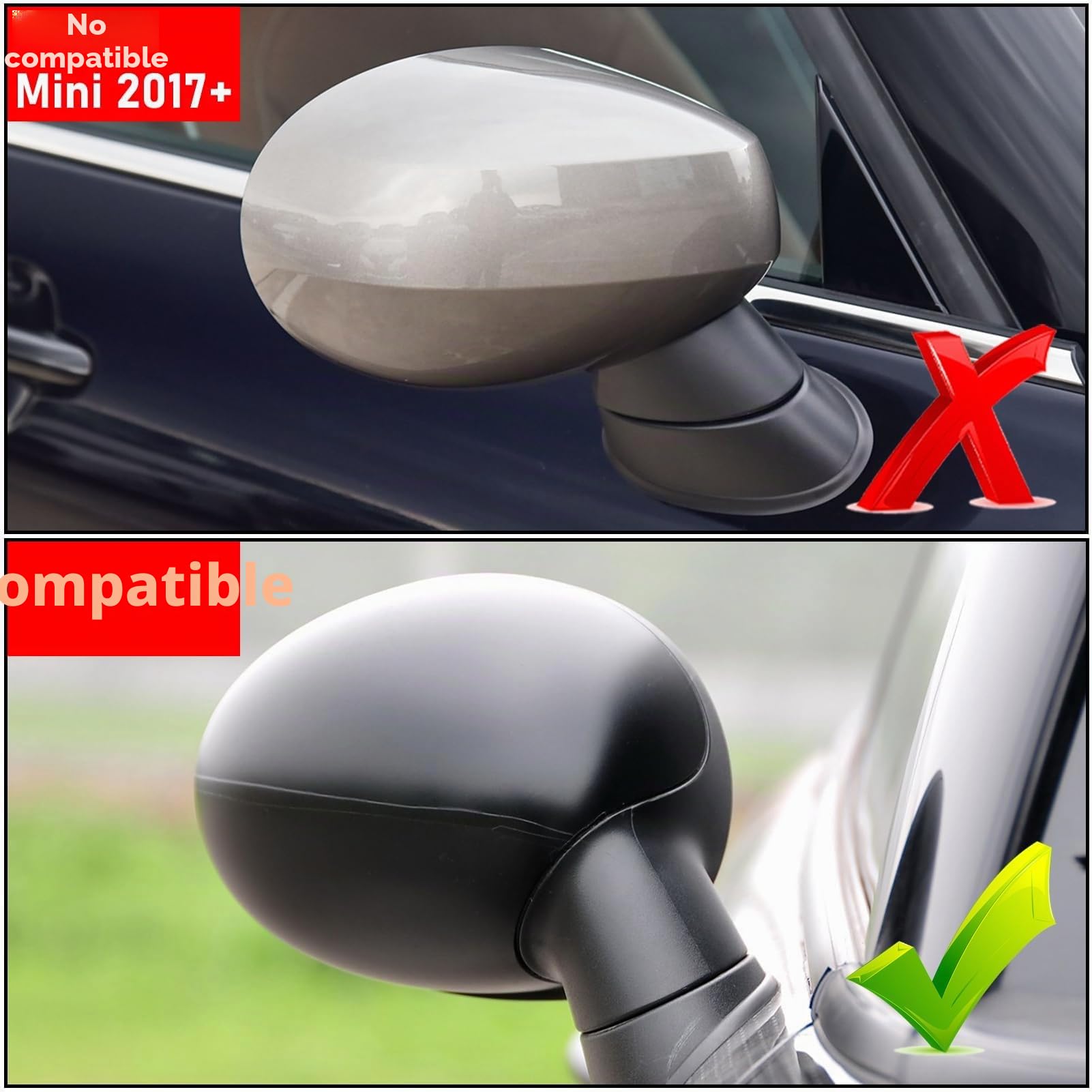 TTCR-II 2 PCS Carcasa Retrovisor Compatible con Mini Cooper R56 Cubiertas de Repuesto R55 R56 R57 R58 R59 R60 R61 Tapas de Espejo 2007-2015 Carcasa Retrovisor Mini Clubman (Espejo Plegable Manual)