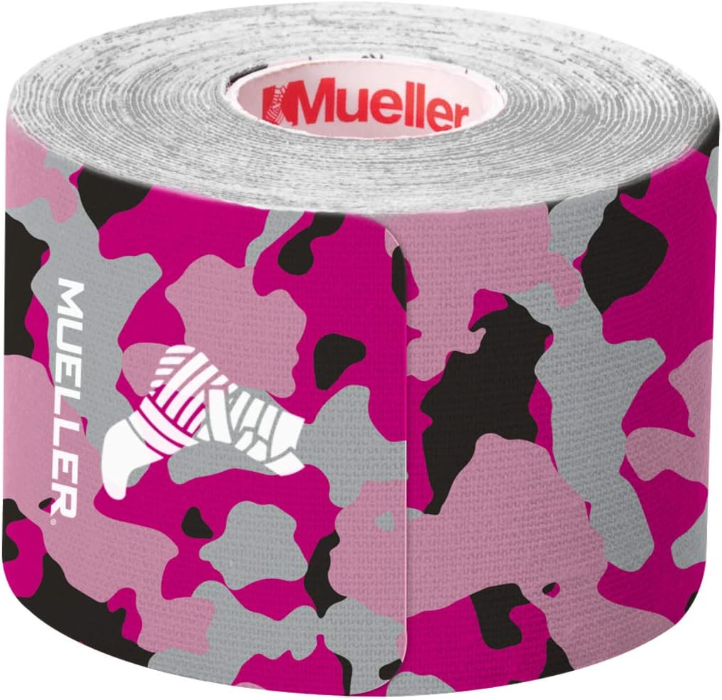 Mueller Sports Medicine Kinesiology Tape I-Strip Roll (20 Strips), Pink Camo, 2" x 9.75"