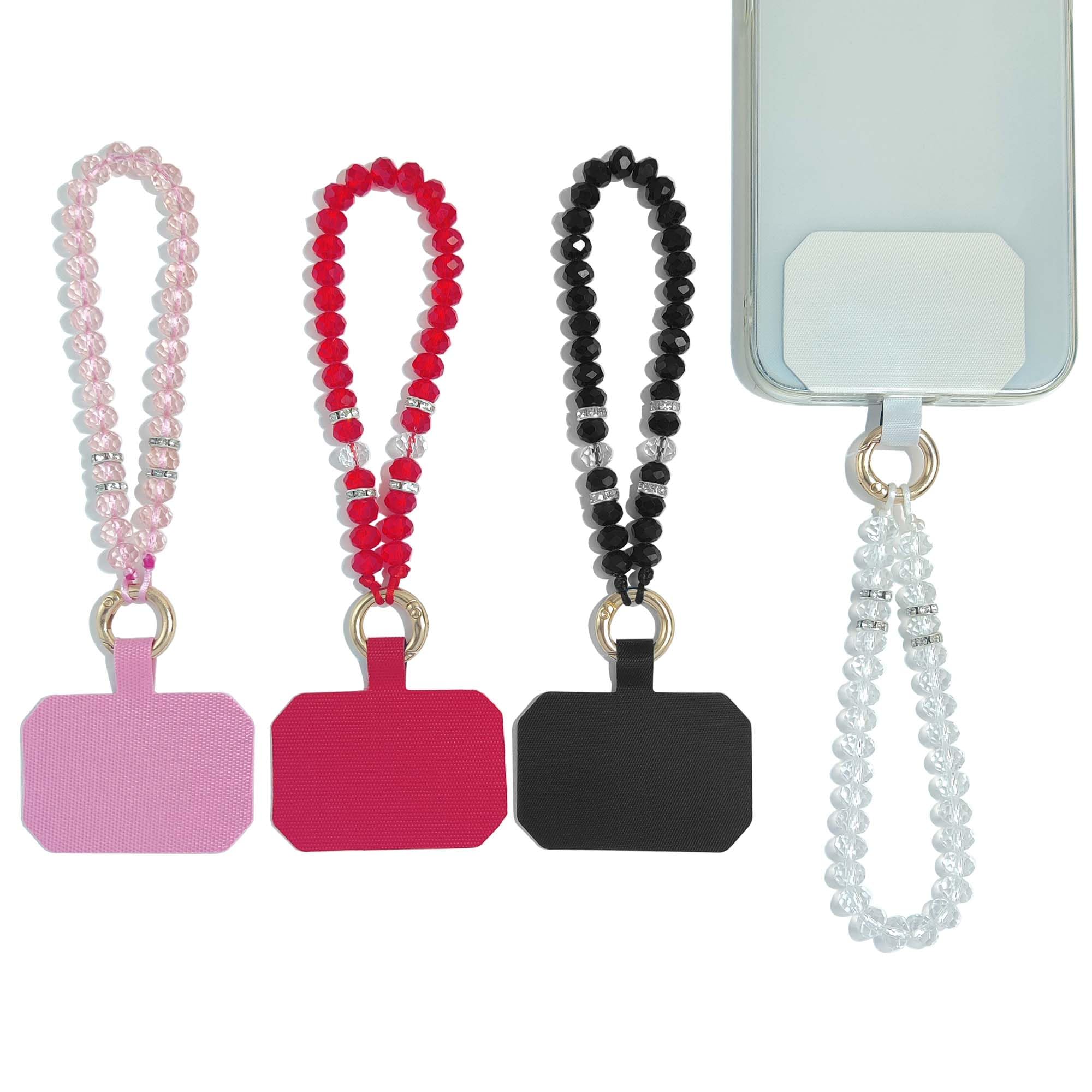 AGEN KGEN Cute Cell Phone Lanyard Strap with Bling Crystal Phone Charm Beads Chain Strap and Colorful Tether Tab for Women