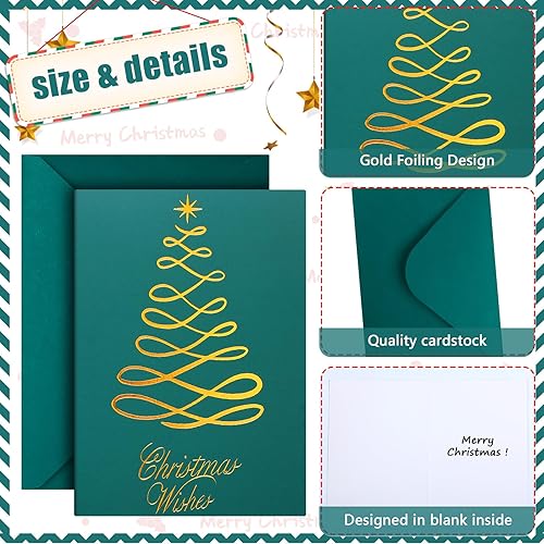 Miniatura 3 de 100 tarjetas de Navidad en caja con sobres, tarjetas navideñas de 5.5 x 4 pulgadas, tarjeta de felicitación de Navidad con impresión de lámina