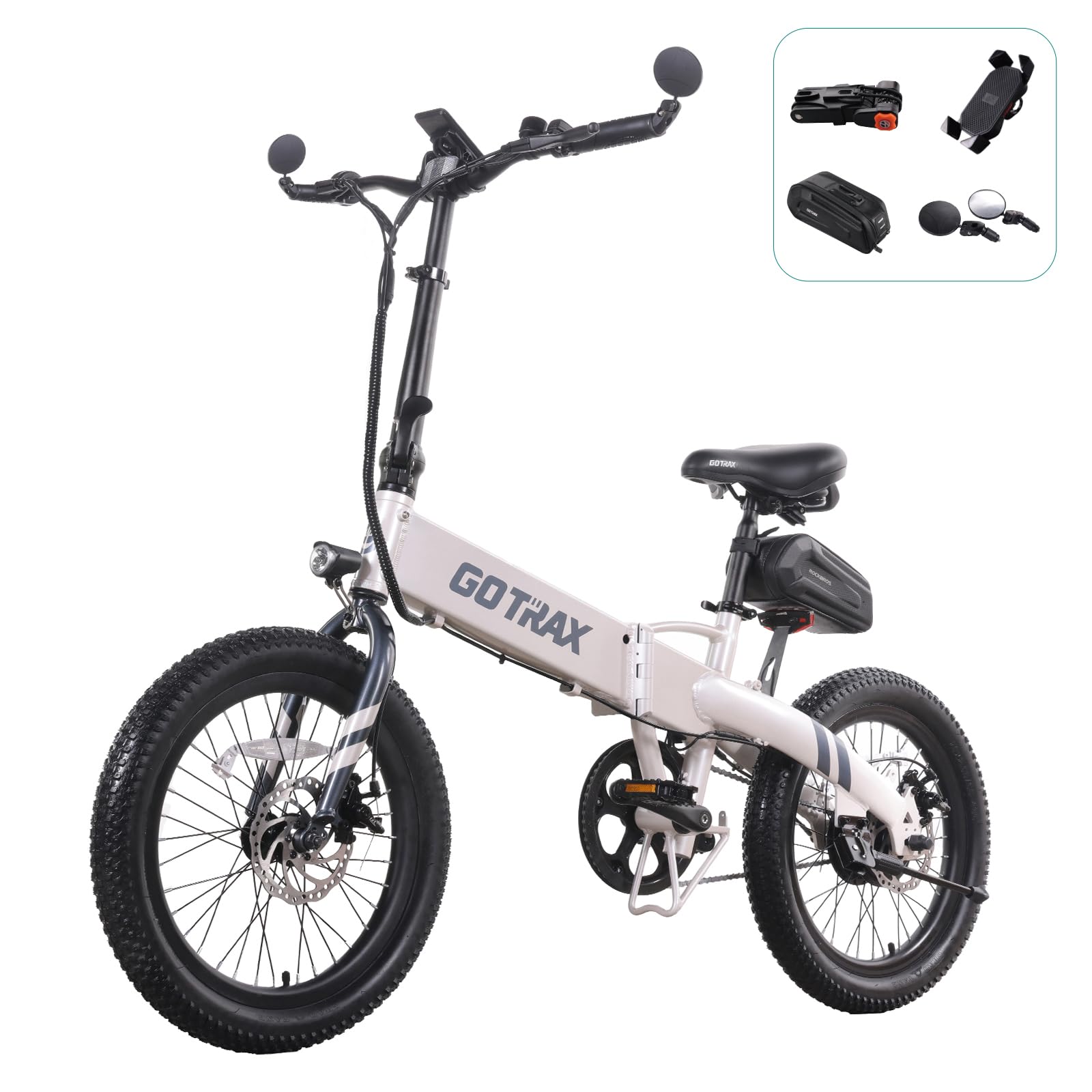 Gotrax 20" Folding Electric Bike with 40Miles (Pedal-assist1) by 48V Battery, 20Mph Power by Peak 500W, Adult Electric Bicycle with 5 Pedal-Assist Levels& LCD Display, Suitable for Commuting