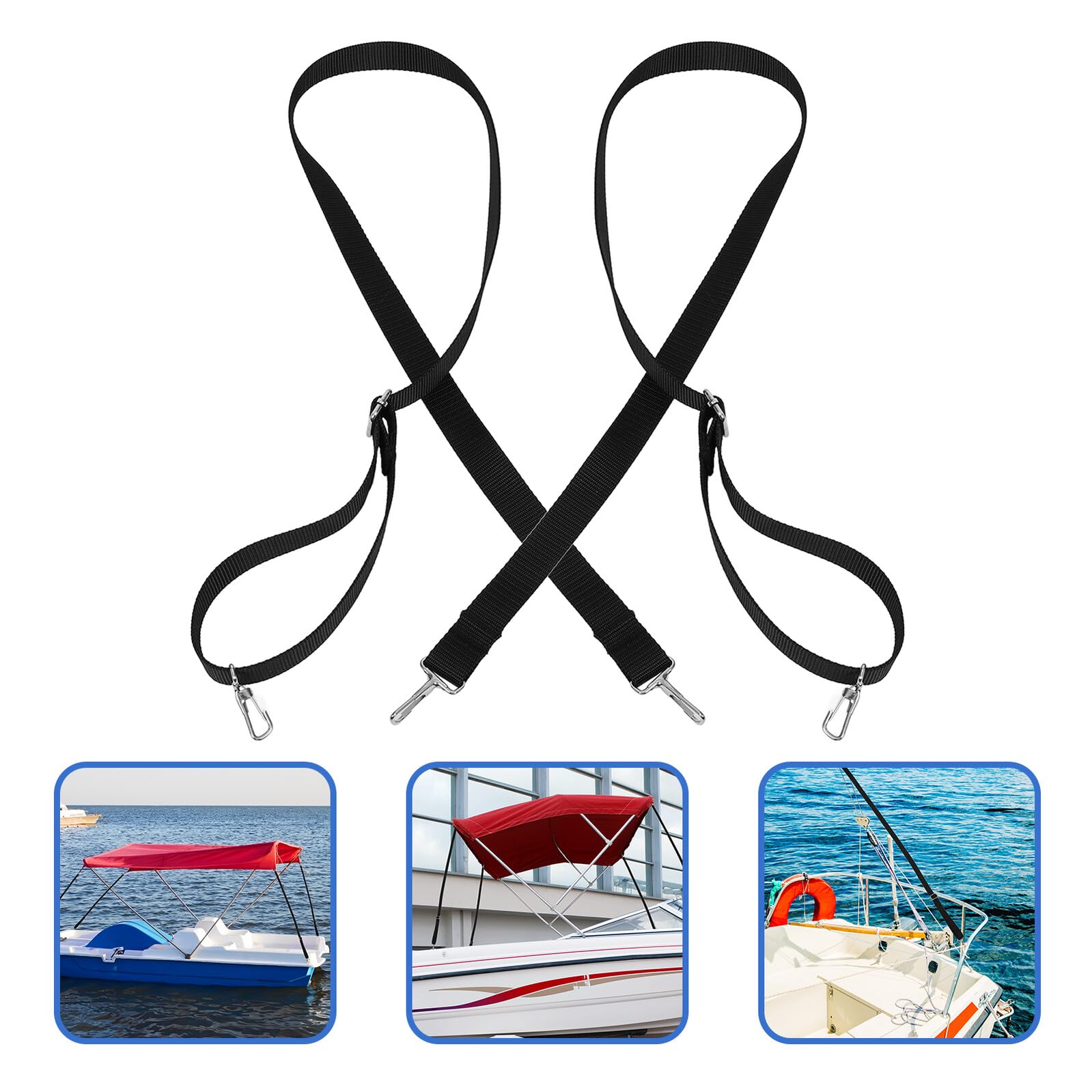 2 pezzi Cinghie Regolabili per Fissaggio Tendalino Camper e Attrezzature Marine Strap Elastico Resistente con Ganci Sicuri per Kayak Paddle Board e Barche Accessori Fissaggio