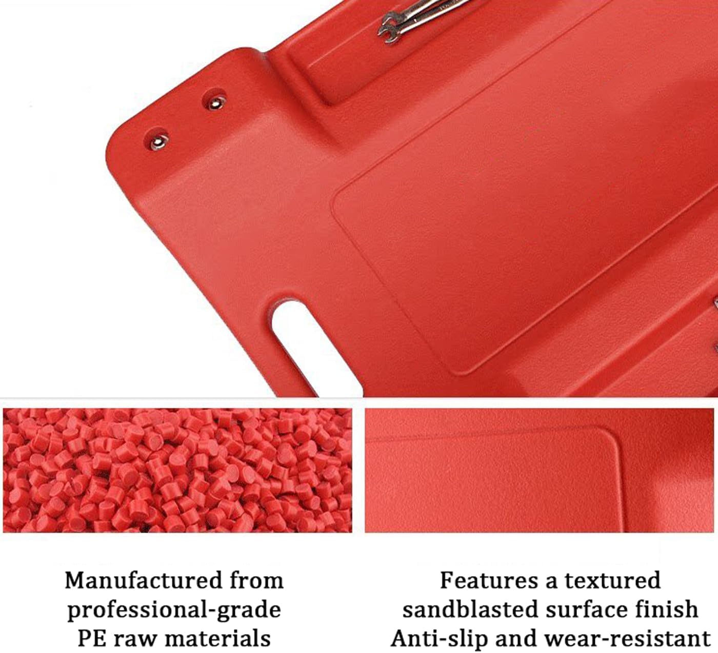 Mechanic Creeper Plastic Rolling Garage/Shop Creeper with Padded Headrest, Mechanic Plastic Creeper with Dual Tool Trays and 6 Noiseless Casters,Creepers Automotive Red(40-inch)
