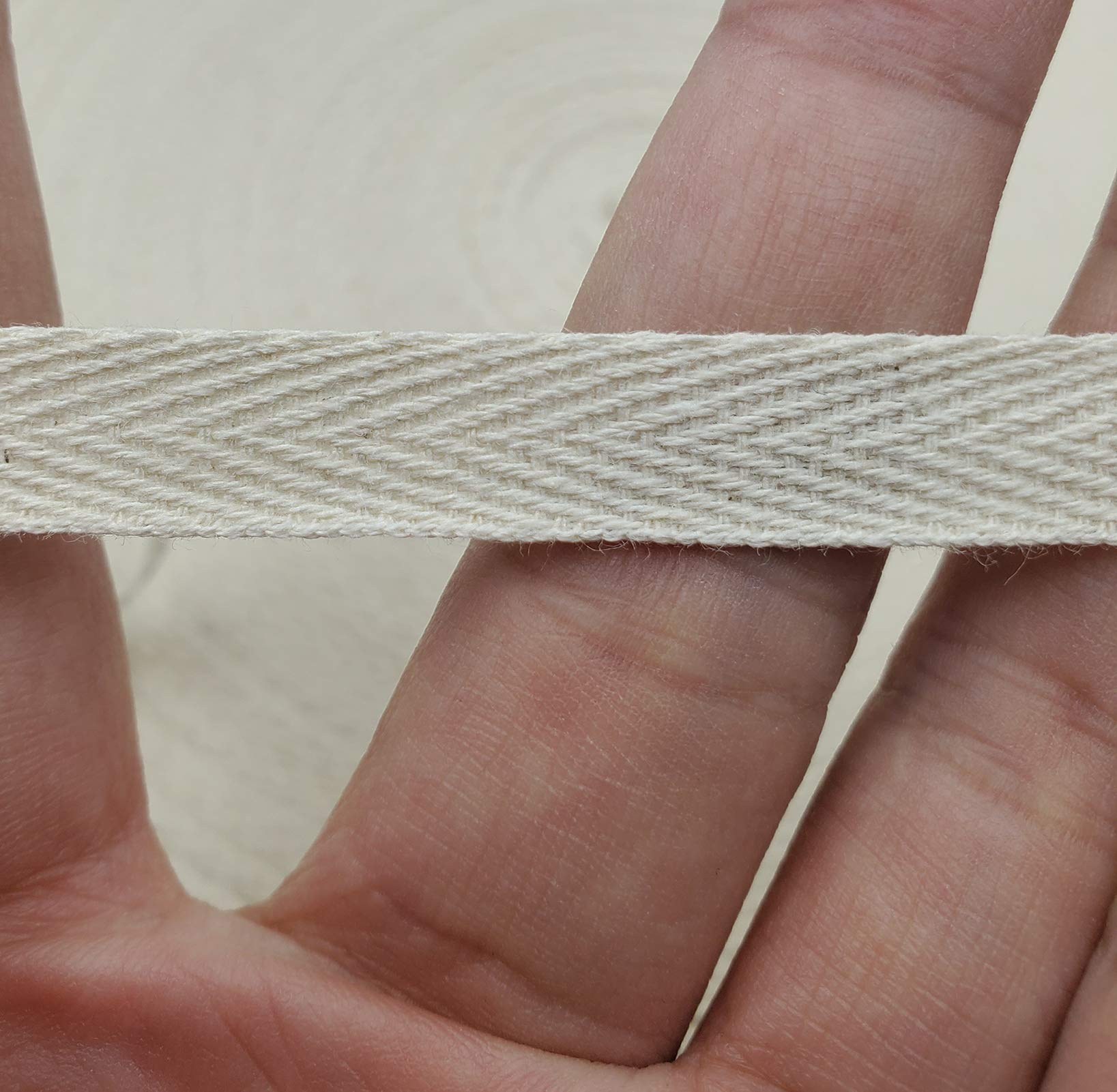 Cinta de espiga de 50 yardas, cinta de sarga de algodón para coser, cinta natural de encuadernación al bies para manualidades (beige, 3/8 pulgadas)