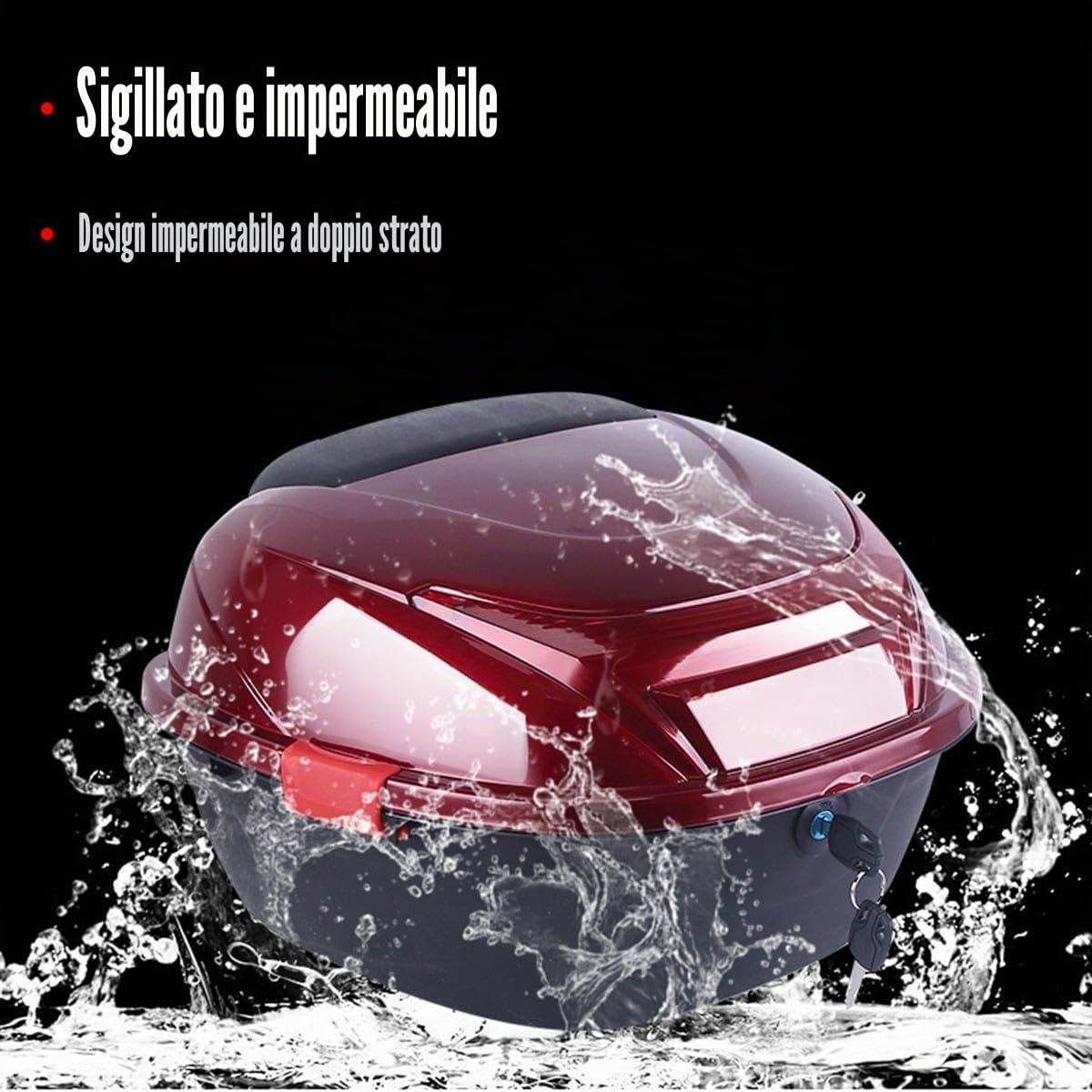 JEDAL Bauletto per moto Baule Motociclo Scooter 35L Bagaglio per Moto con serratura di sicurezza Valigia moto con schienale (Colore : Nero)