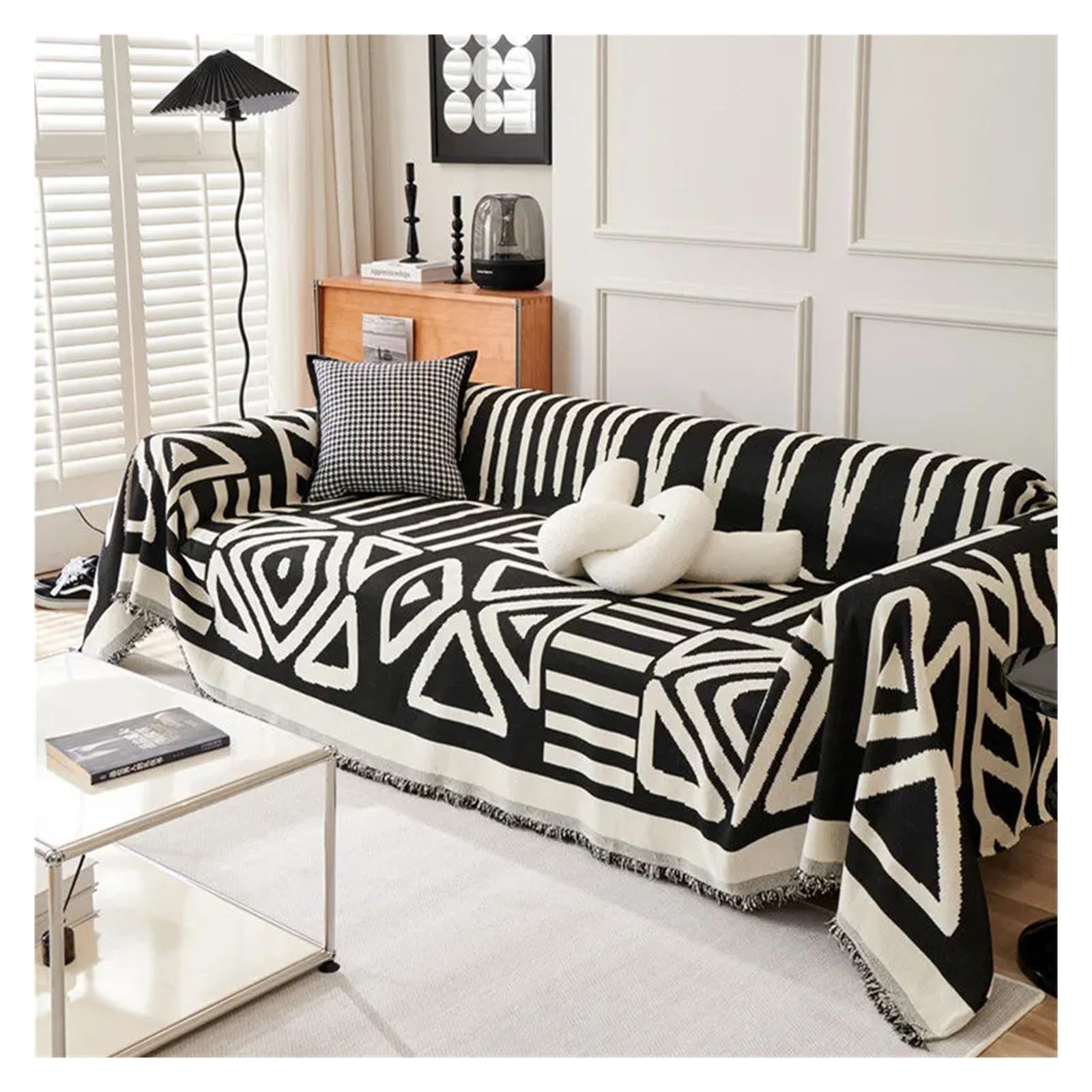 Sofa Handtuch Chenille-Sofatuch mit Quasten, doppelseitig, for Wohnzimmer, Camping, Picknick, große Decke, Freizeit, Entspannung, Strandtuch(Light Grey,90 * 120cm)
