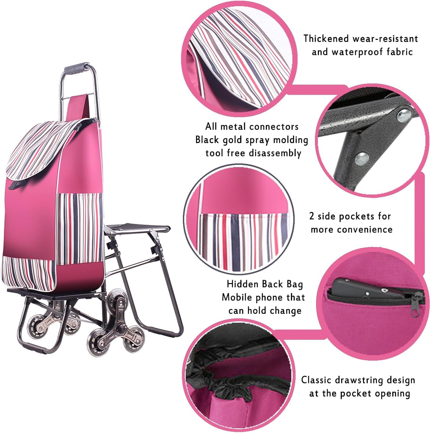 Carrello portautensili pieghevole con ruote, versatile carrello per la spesa per un facile trasporto, ideale per la spesa e l'uso quotidiano
