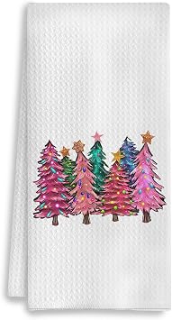 Christmas Kitchen Towels, Preppy Christmas Tree Hand Towels for Bathroom, Christmas Kitchen Bathroom Decor, 16x24 Inch