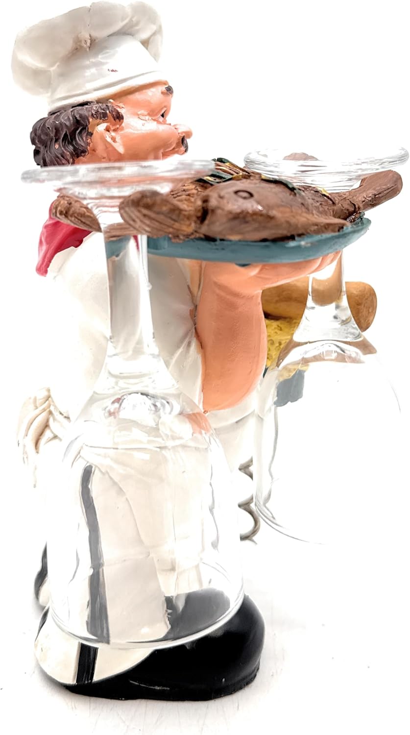 Chef Wine Glass Holder. Two Wine Glasses Included.