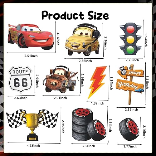 Miniatura 2 de Decoración para tartas de cumpleaños para automóvil, lindo adorno para tartas con temática de coche, decoración de pastel de película de dibujos