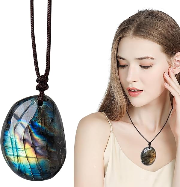 Spring.Rd Collana con ciondolo a forma di palma labradore naturale