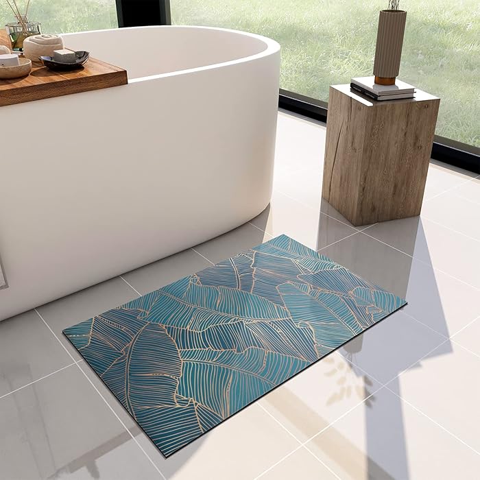 7 Best Ultra Thin Door Mat to Fit Under Door 🚪 YIHOUSE Thin Bath Mat -24"x 16" Super Absorbent Quick Dry Thin Bathroom Rugs Fit Under Door, Non Slip Rubber Backed Mat Washable