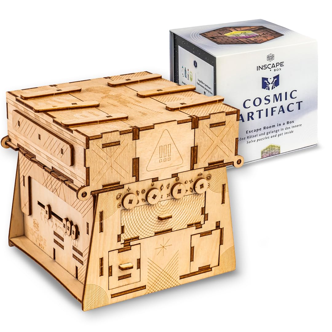INSCAPE Cosmic Artifact - Cluebox - Level 5 sehr schwer - Rätselbox Holz - Puzzle Box - Escape Room Spiel Erwachsene - Knobelspiele - 3D Holzpuzzle - Denkspiele