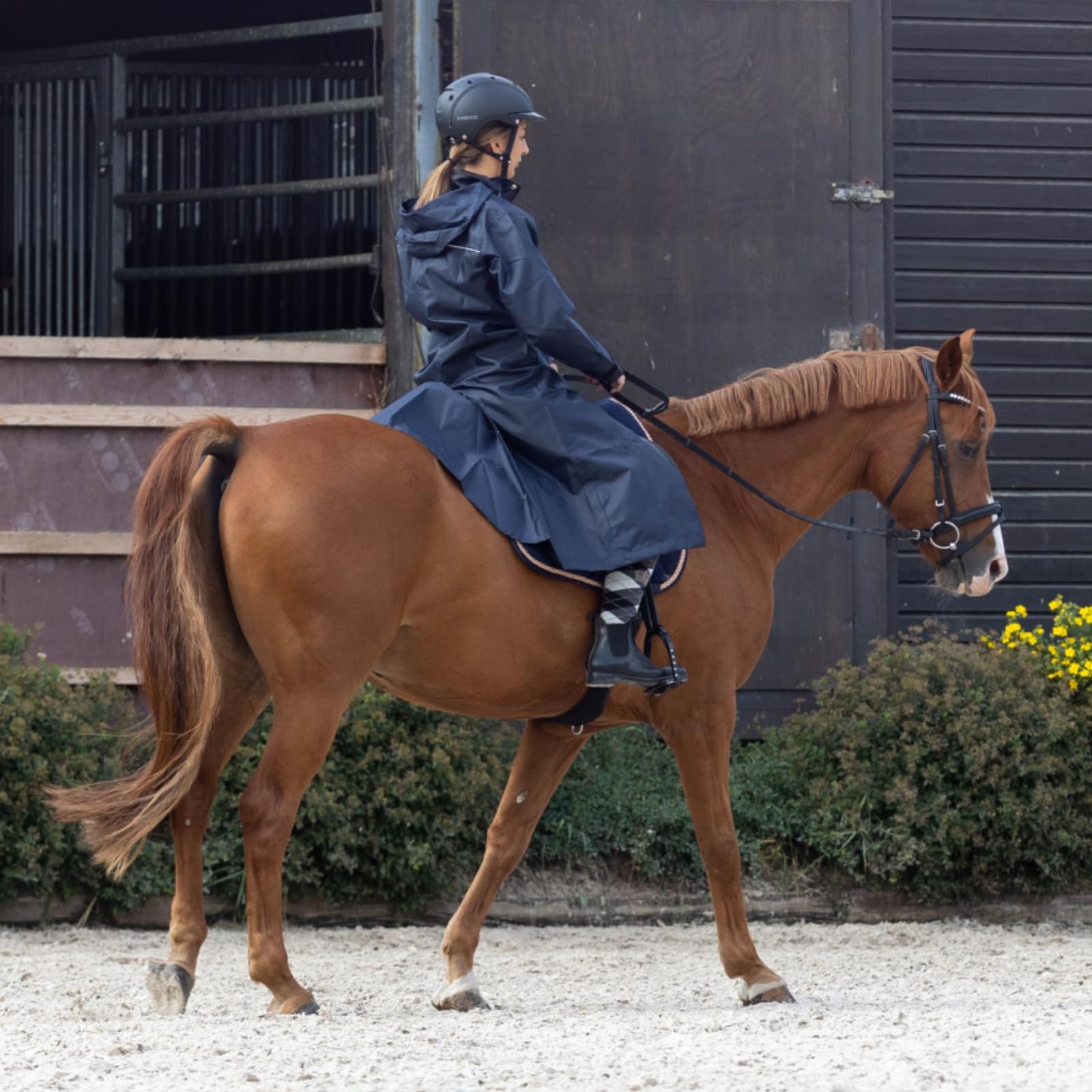 Lazura - Damen Regenmantel Brighton – Nachtblau – Gr. XS - XL | Extra lange Regenjacke mit Reitschlitz – wasserdicht & windabweisend – Regenponcho zum Wandern & Reiten