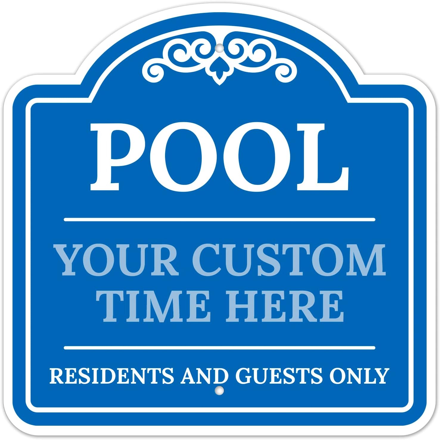 Custom Pool Sign Personalized Pool Decor Resident and Guest Only Blue Sign, 18x18 Inches, ACM, Fade Resistant, Made in USA