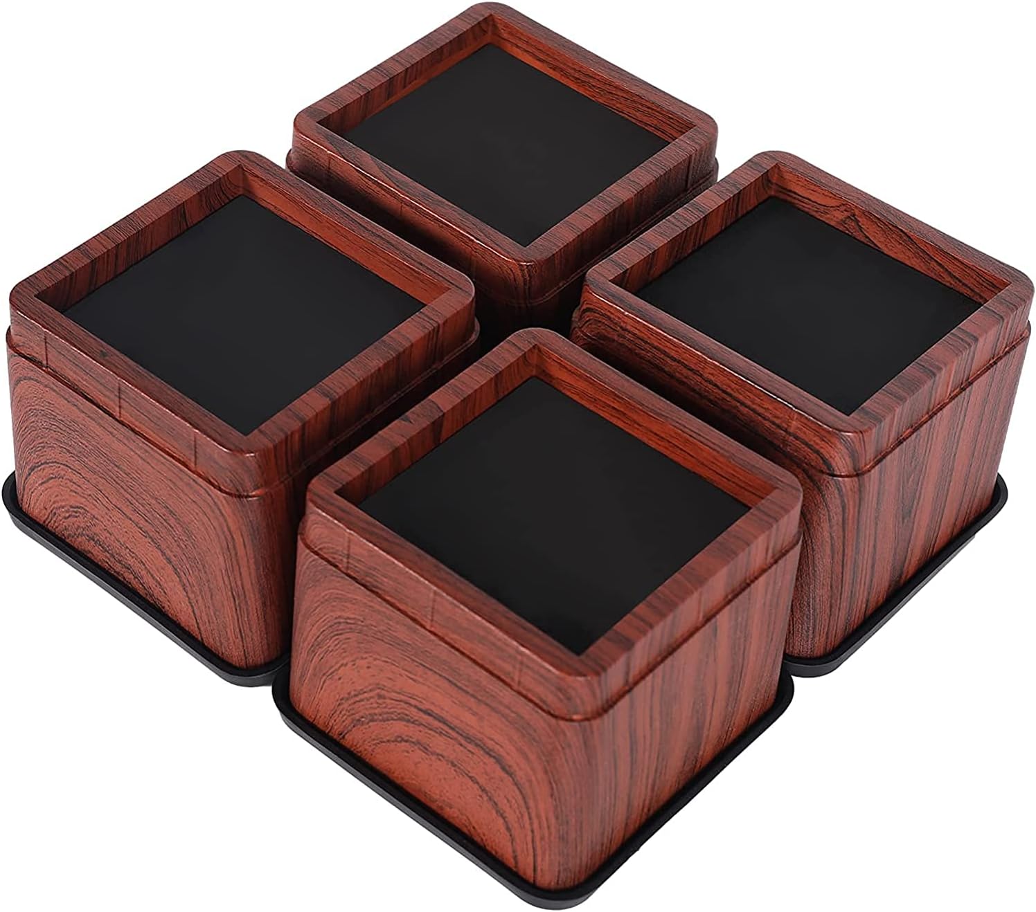 VIVIJASON 3 inch Bed Riser Heavy Duty Furniture Risers Stackable for Couch Sofa Bed Chair Table 4 Pack (Wood Grain)