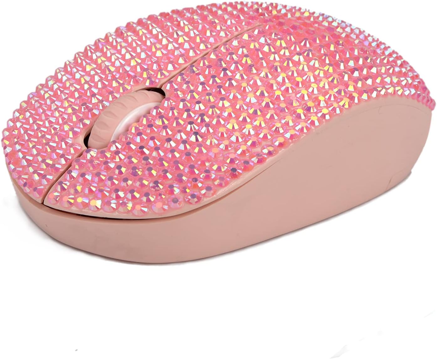 Bling Dazzling 2.4GHz Wireless Silent Mouse Covered with Rhinestone Crystal, Crystallized Mouse with USB Receiver, Compatible with Notebook, PC, Laptop, Computer, MacBook,Great Gift (Pink)
