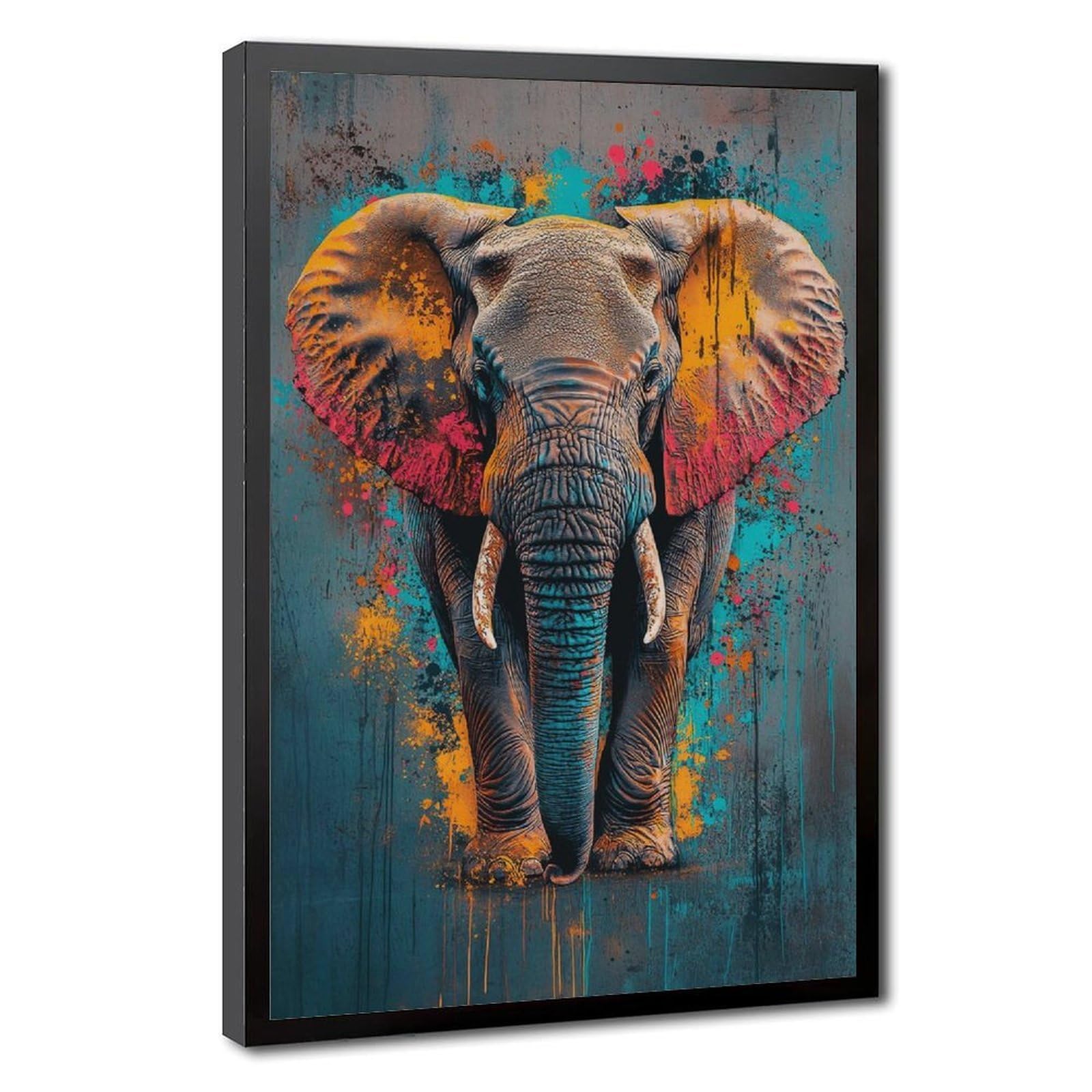 Bareronor Graffiti Elephant Canvas Poster Bedroom Decor Landscape Office Room Decor Gift 24" L X 36" W