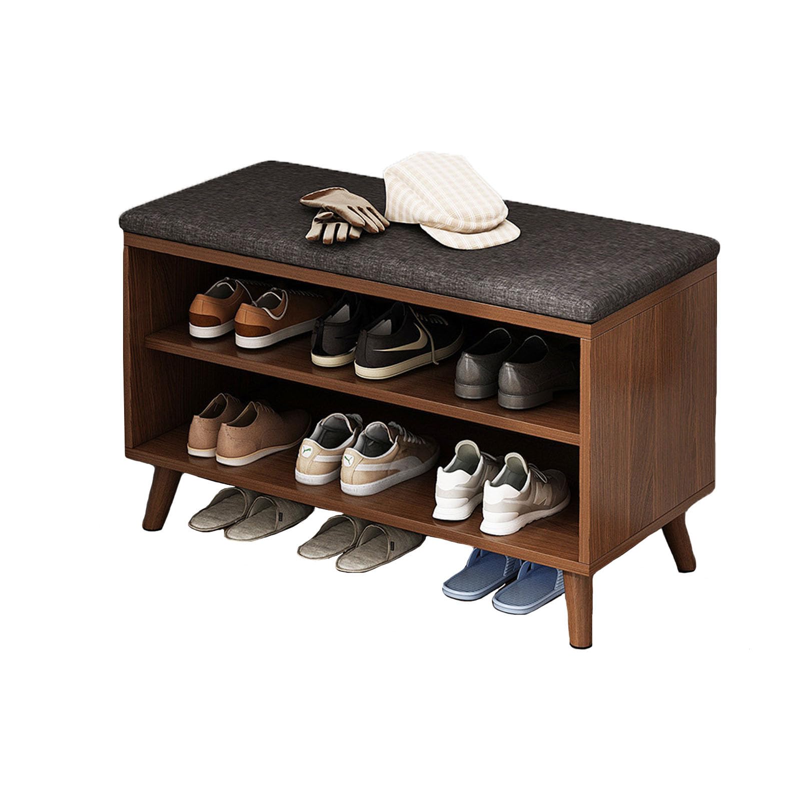 Meuble range-chaussures fin pour gagner de la place et s'asseoir confortablement dans l'entrée