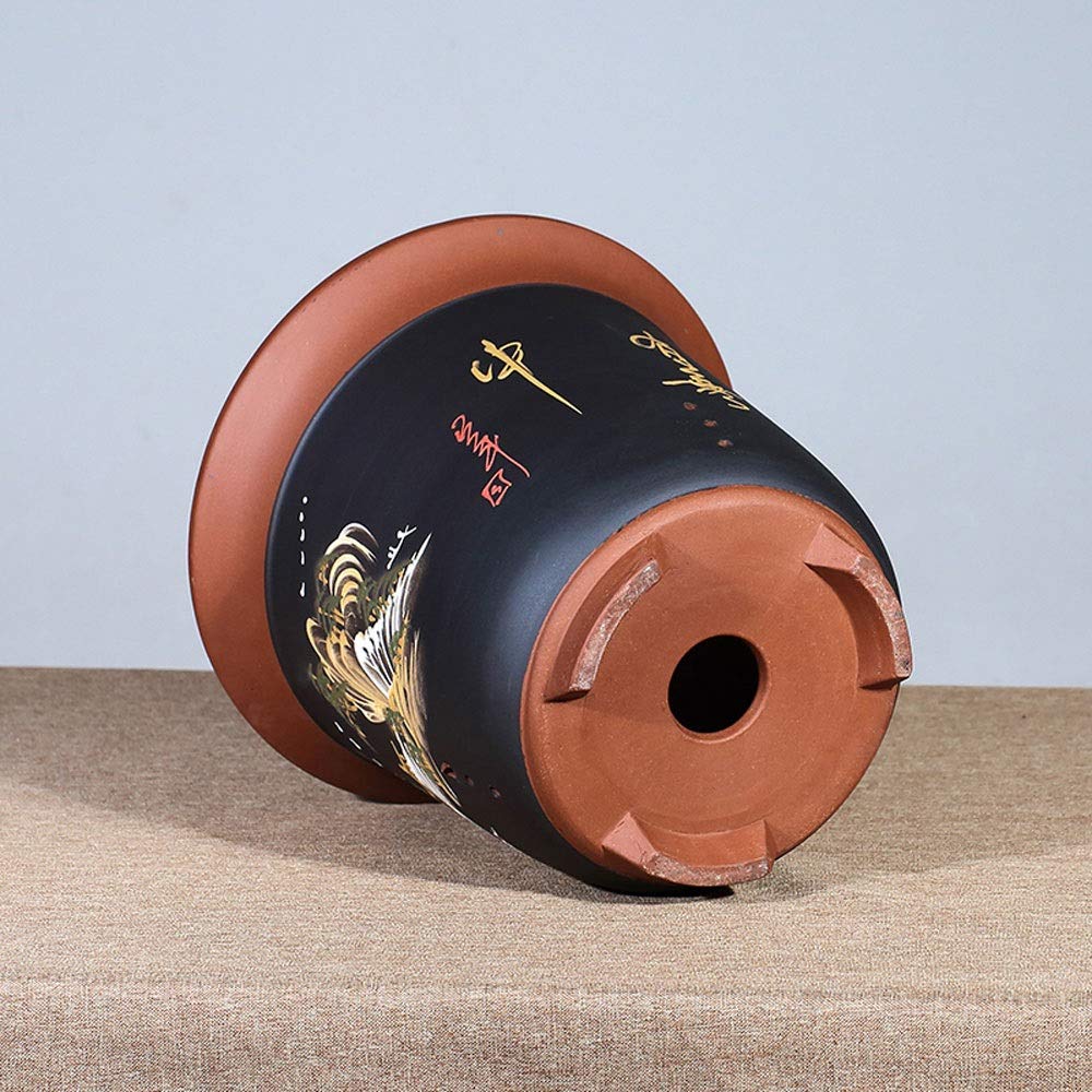 Wysokiej jakości fioletowo-piaskowa doniczka z wysoką rurką, ceramiczna doniczka do salonu, doniczka na balkon, ceramiczna dekoracja ogrodowa, zielona doniczka, ciekawa (styl 1)