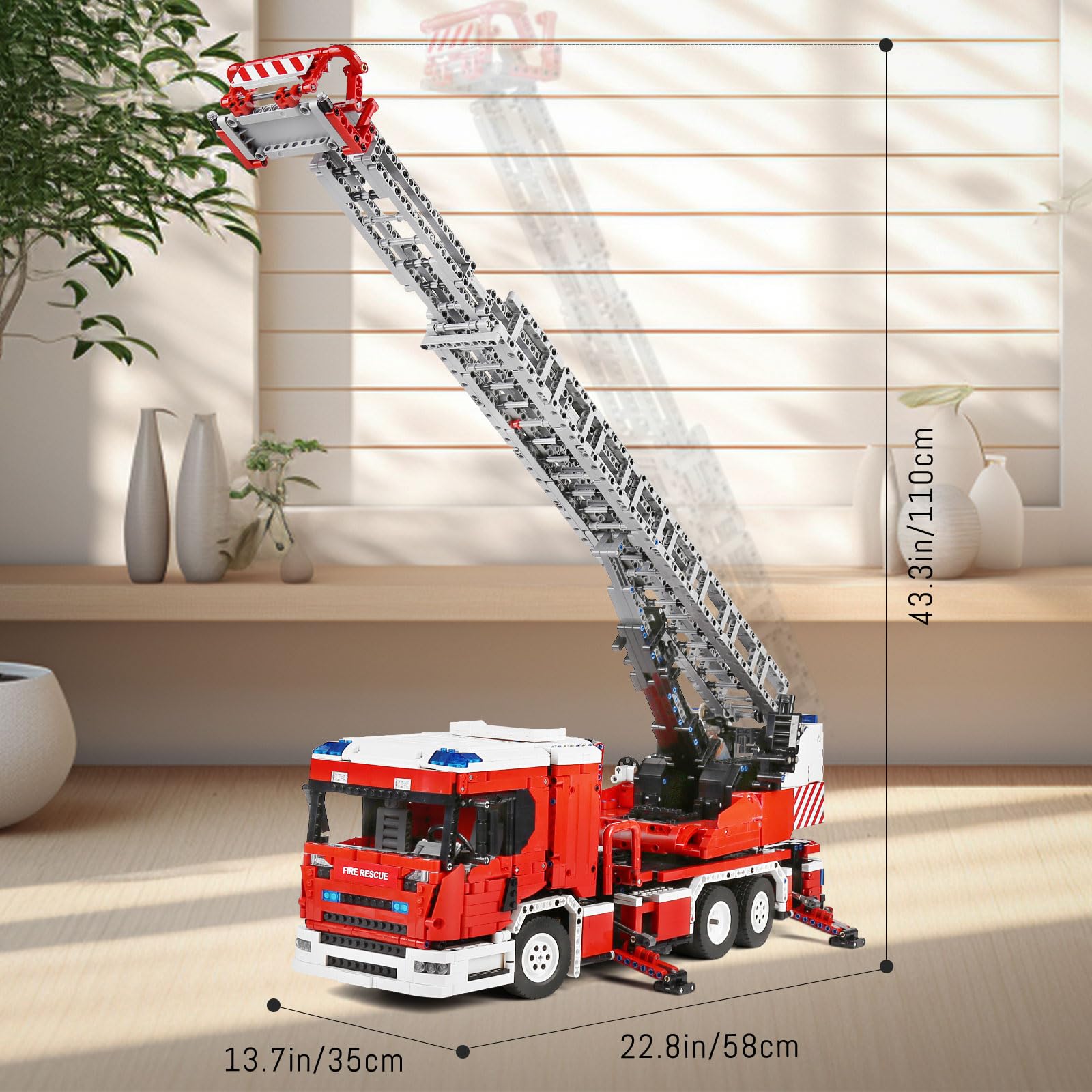 Amazon.co.jp: Mould King 17022 STEM消防車建築キット、8エンジン大型