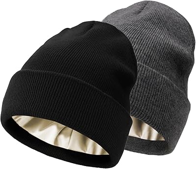 2 PCS Unisex Beanie Hats for Men Women Winter Knit Beanies Soft Slouchy Warm Cuffed Beanie Hat