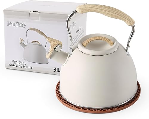 Miniatura 1 de LONFFERY Hervidor de té, hervidor de té silbante de 3.2 cuartos de galón, hervidor de té para estufa, tetera de acero inoxidable de grado