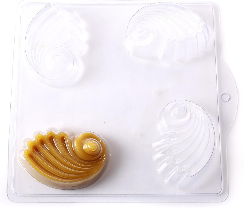 Molde para sabonete ou bomba de banho com 4 cavidades em formato de concha G15, World Of Moulds