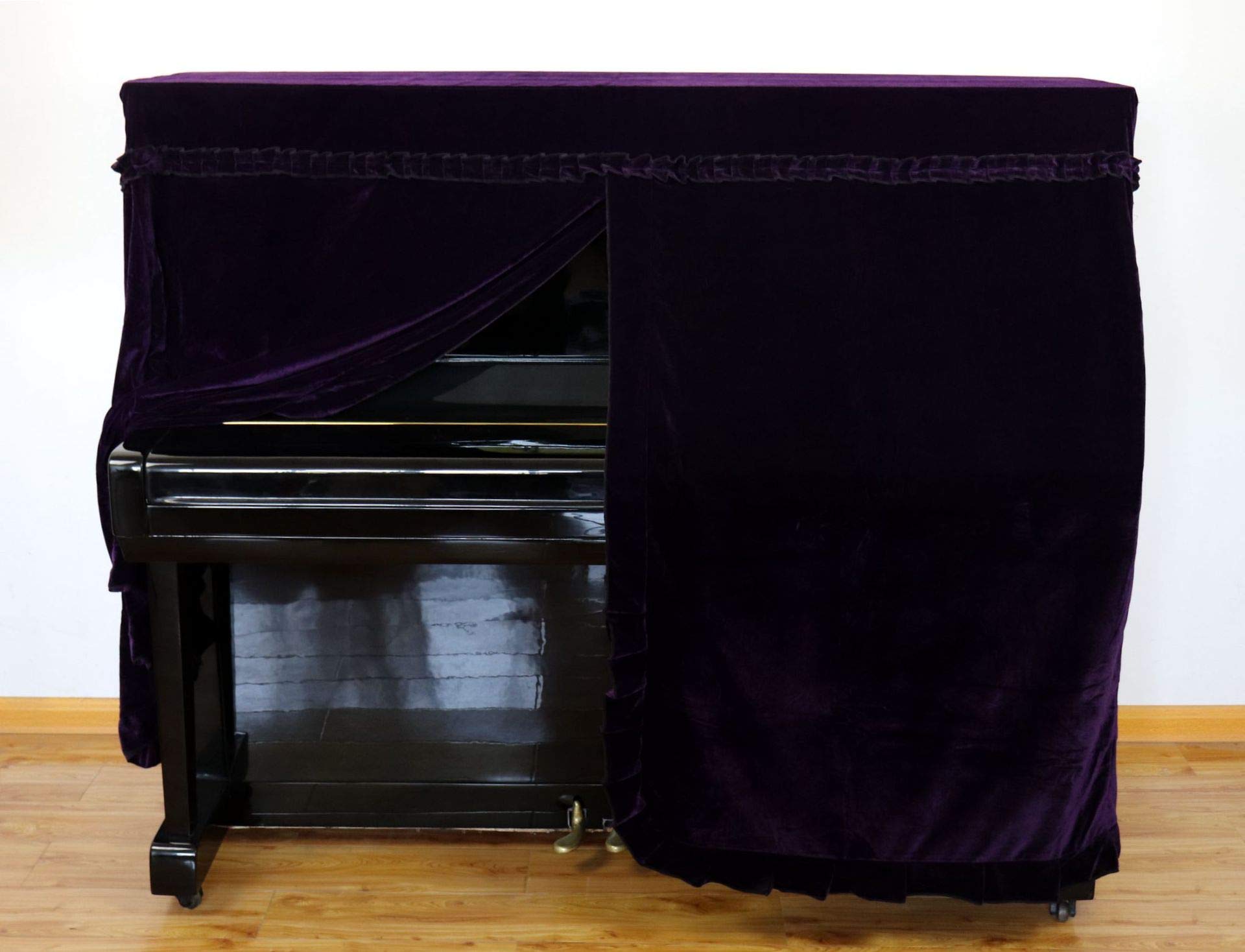 Copertura antipolvere in morbido velluto con decorazione macramè, universale, per pianoforte verticale verticale (viola)