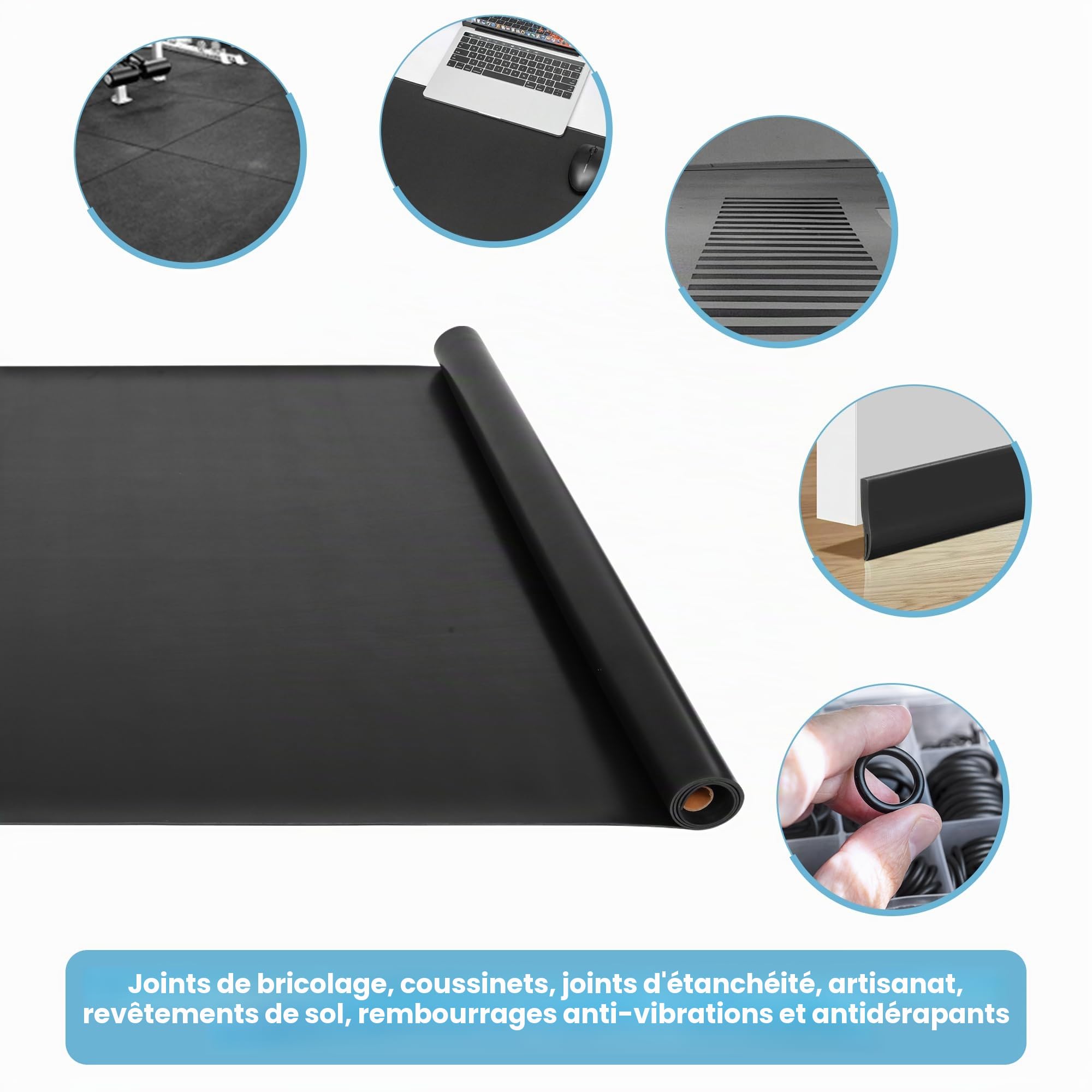 MYOYAY Tapis en Caoutchouc au mètre - 300x100 cm - Plaque en Caoutchouc de 3 mm - Tapis de Protection antidérapant - Tapis de Sol - Tapis de Protection de Sol Industriel, revêtement de Sol, Isolation