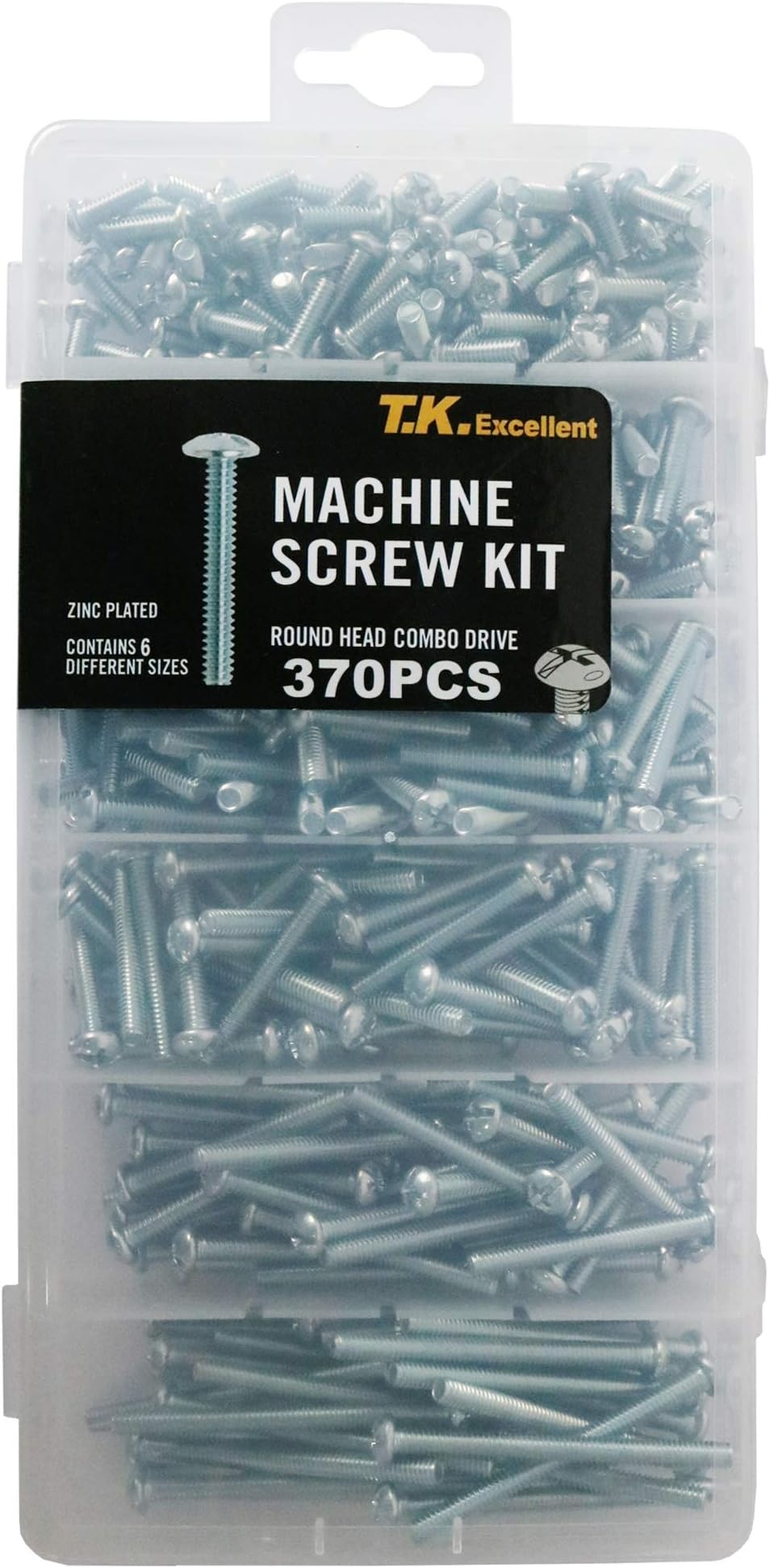 T.K.Excellent #8x1/2 to #8x2 Machine Screws Assortment Kit Electrical Outlet Screws Fully Threaded Phillips Drive, 370 Pcs