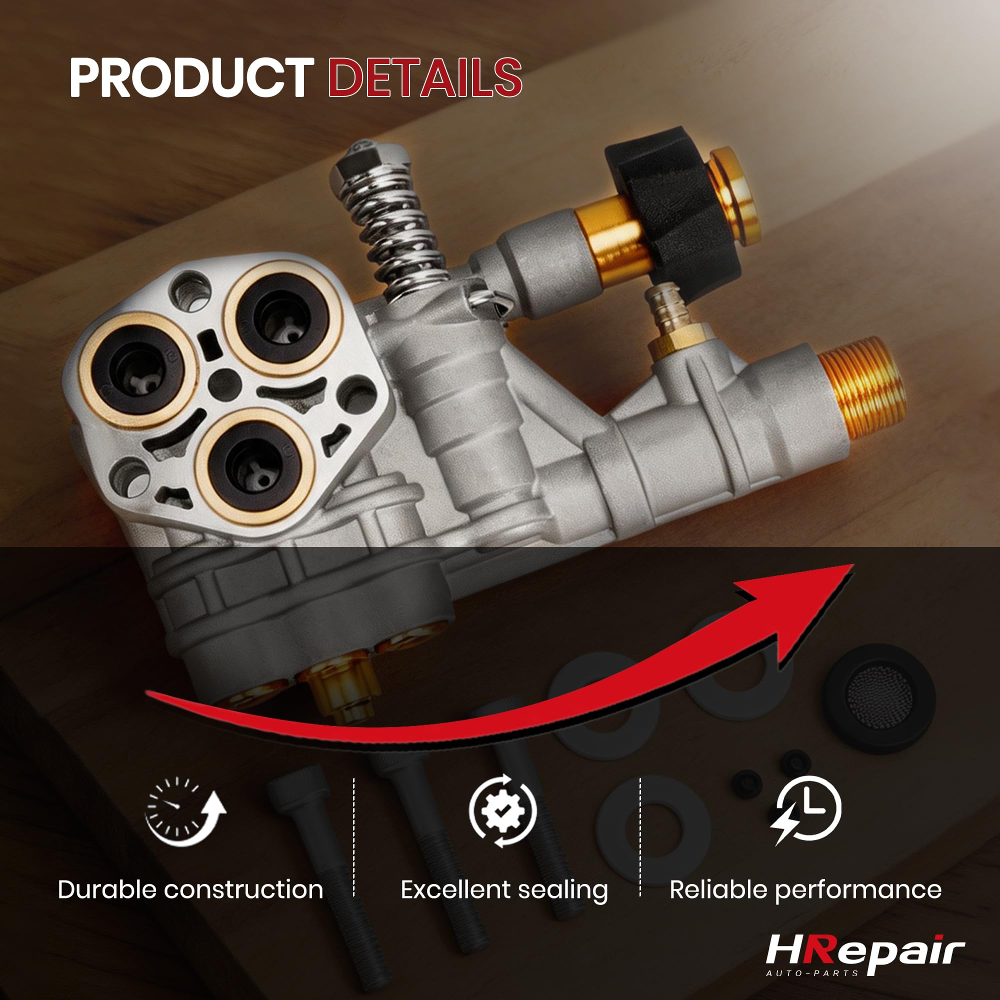 HRepiar - Colector de bomba de lavado a presión compatible con Technologies 510020 y 520006 Axial Cam Pressure Washer Pump Replacement Simpson Cleaning Manifold,7108366